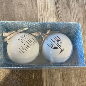 Happy Hanukkah Rae Dunn Glass Ornaments